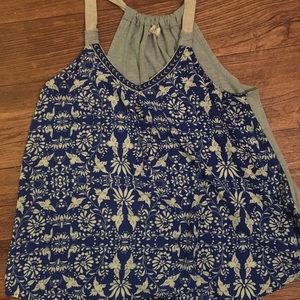 Suspended Neck Bird Print Tank